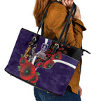 Fremantle Dockers ANZAC Personalised Leather Tote Bag Lest We Forget Poppy Camo