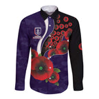 Fremantle Dockers ANZAC Personalised Long Sleeve Button Shirt Lest We Forget Poppy Camo