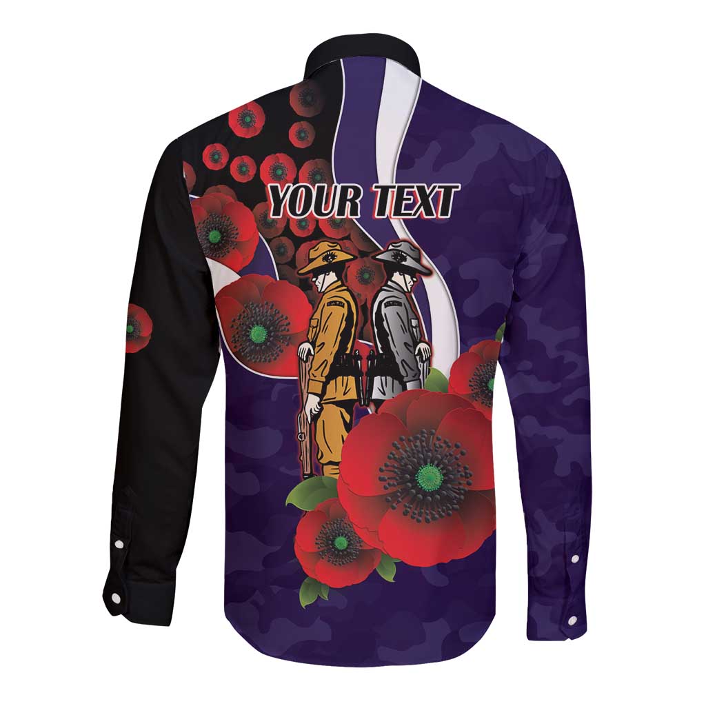 Fremantle Dockers ANZAC Personalised Long Sleeve Button Shirt Lest We Forget Poppy Camo