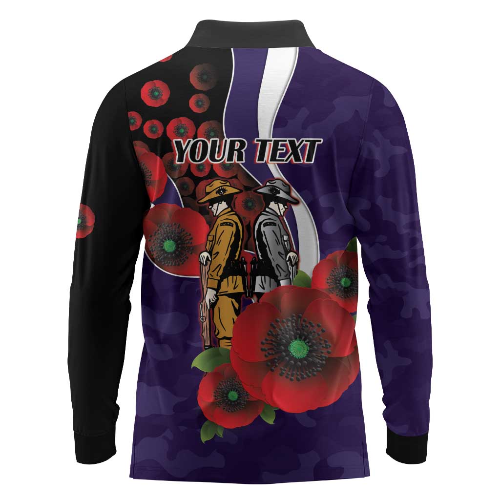 Fremantle Dockers ANZAC Personalised Long Sleeve Polo Shirt Lest We Forget Poppy Camo