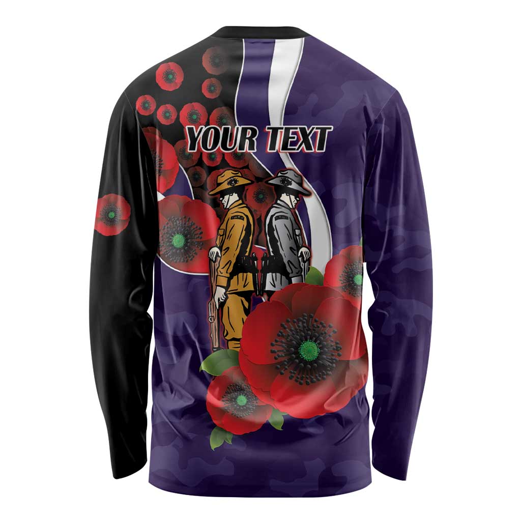 Fremantle Dockers ANZAC Personalised Long Sleeve Shirt Lest We Forget Poppy Camo