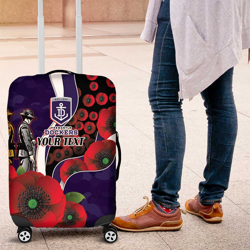 Fremantle Dockers ANZAC Personalised Luggage Cover Lest We Forget Poppy Camo