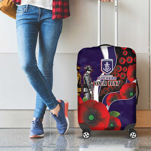 Fremantle Dockers ANZAC Personalised Luggage Cover Lest We Forget Poppy Camo