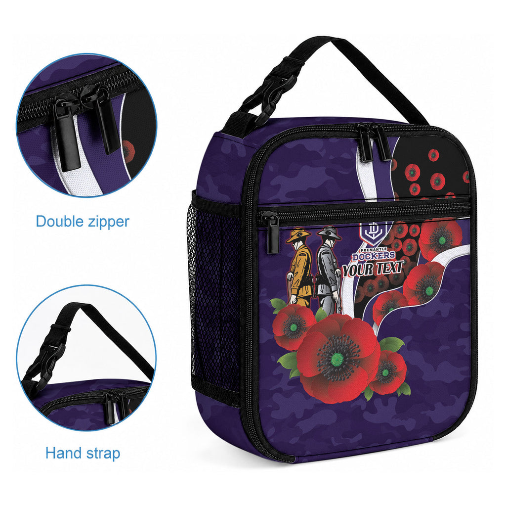 Fremantle Dockers ANZAC Personalised Lunch Bag Lest We Forget Poppy Camo