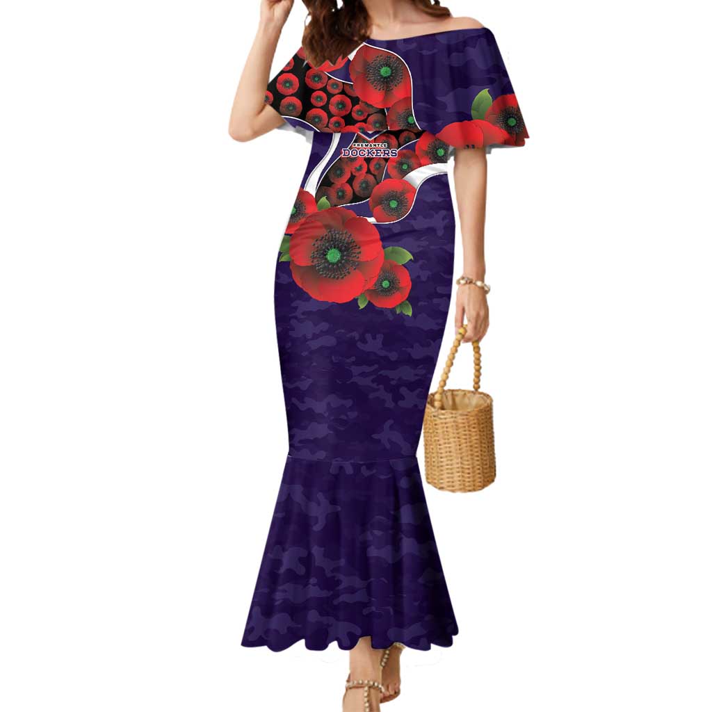 Fremantle Dockers ANZAC Personalised Mermaid Dress Lest We Forget Poppy Camo