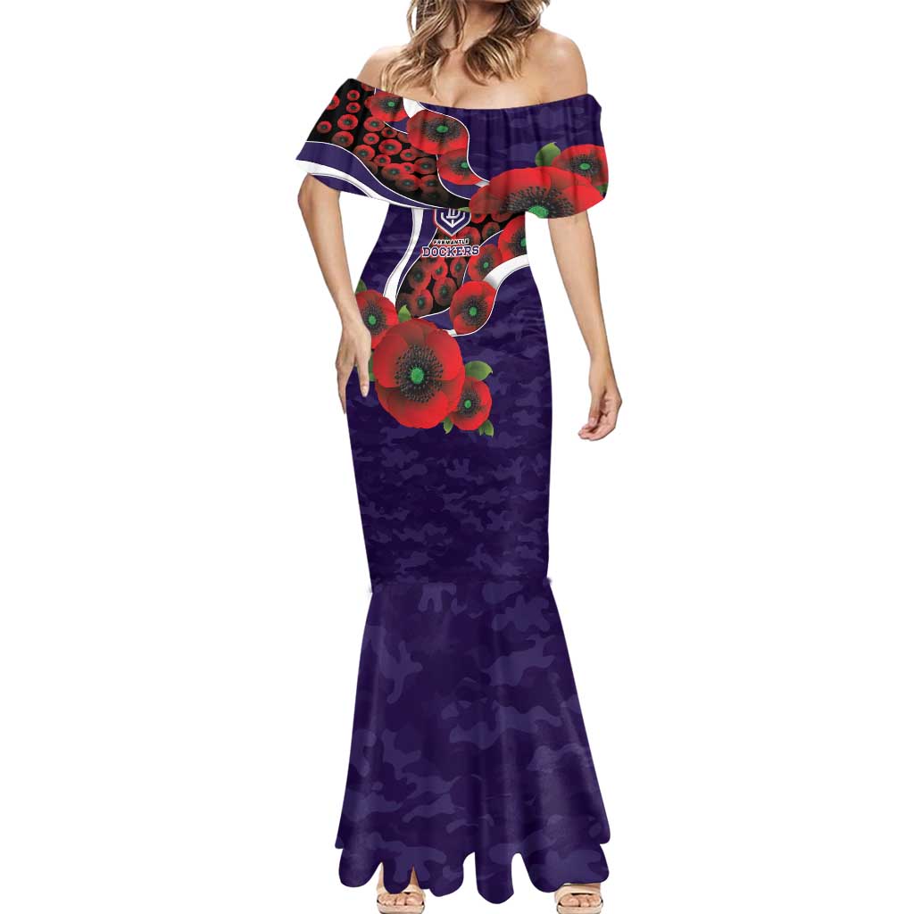 Fremantle Dockers ANZAC Personalised Mermaid Dress Lest We Forget Poppy Camo