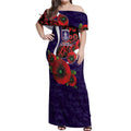 Fremantle Dockers ANZAC Personalised Off Shoulder Maxi Dress Lest We Forget Poppy Camo
