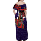 Fremantle Dockers ANZAC Personalised Off Shoulder Maxi Dress Lest We Forget Poppy Camo