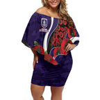 Fremantle Dockers ANZAC Personalised Off Shoulder Short Dress Lest We Forget Poppy Camo