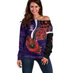 Fremantle Dockers ANZAC Personalised Off Shoulder Sweater Lest We Forget Poppy Camo