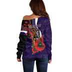 Fremantle Dockers ANZAC Personalised Off Shoulder Sweater Lest We Forget Poppy Camo