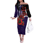 Fremantle Dockers ANZAC Personalised Off The Shoulder Long Sleeve Dress Lest We Forget Poppy Camo