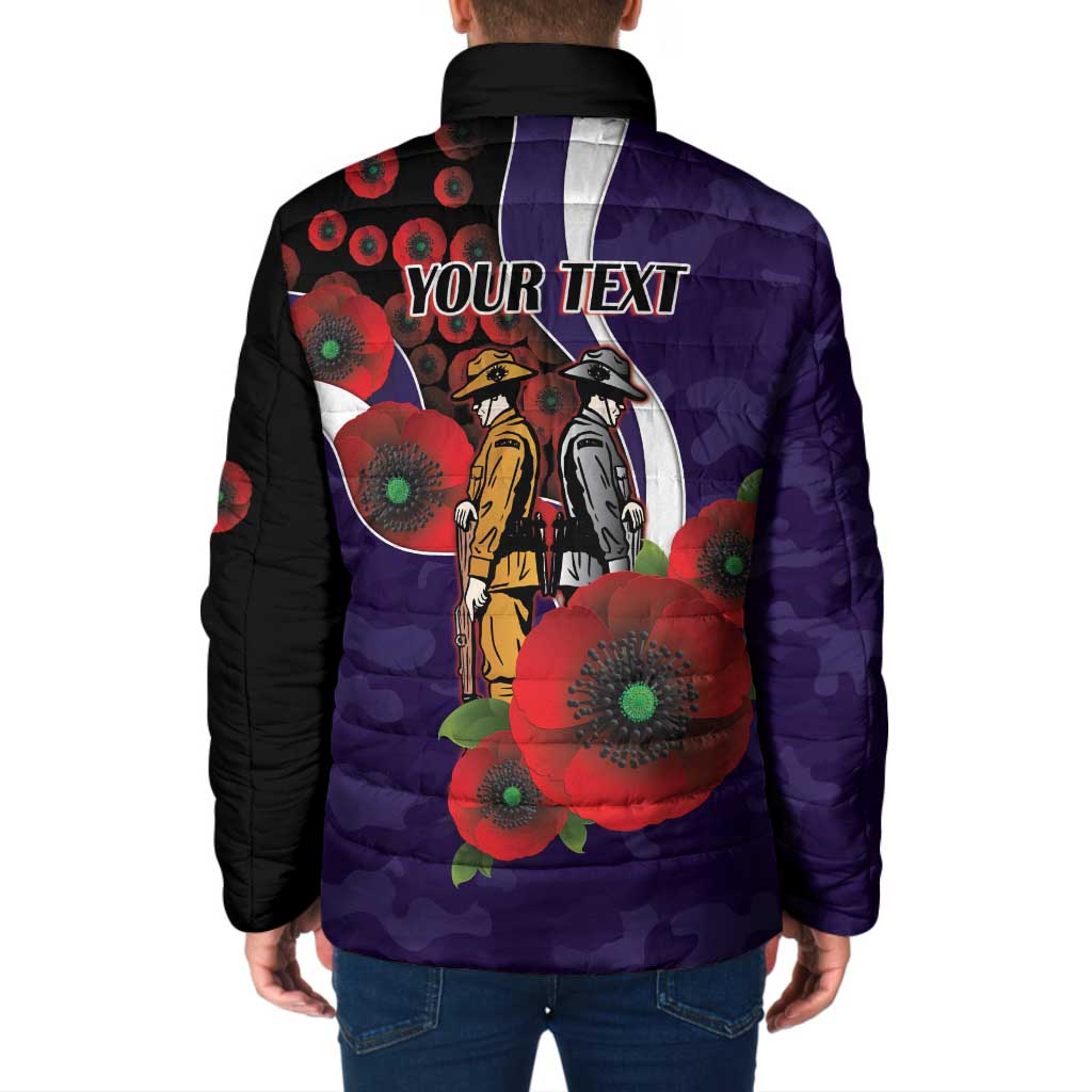 Fremantle Dockers ANZAC Personalised Padded Jacket Lest We Forget Poppy Camo