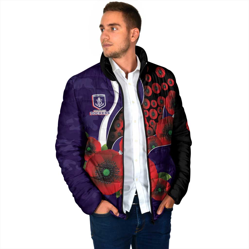 Fremantle Dockers ANZAC Personalised Padded Jacket Lest We Forget Poppy Camo