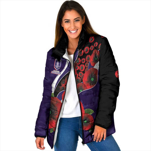 Fremantle Dockers ANZAC Personalised Padded Jacket Lest We Forget Poppy Camo