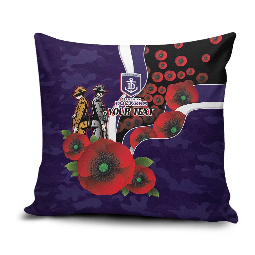 Fremantle Dockers ANZAC Personalised Pillow Cover Lest We Forget Poppy Camo