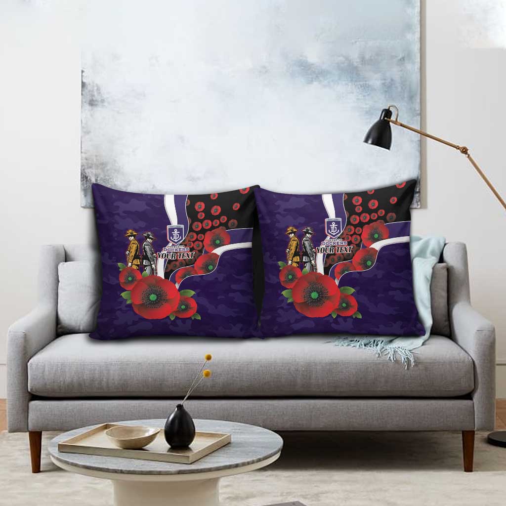 Fremantle Dockers ANZAC Personalised Pillow Cover Lest We Forget Poppy Camo
