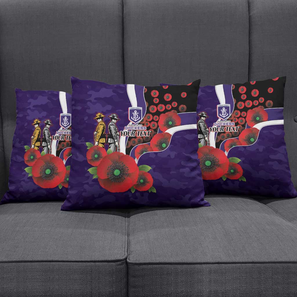 Fremantle Dockers ANZAC Personalised Pillow Cover Lest We Forget Poppy Camo
