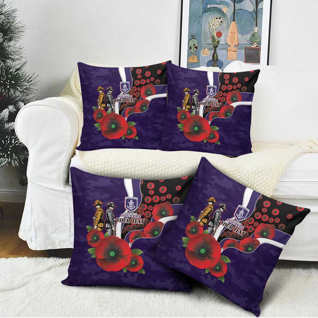 Fremantle Dockers ANZAC Personalised Pillow Cover Lest We Forget Poppy Camo