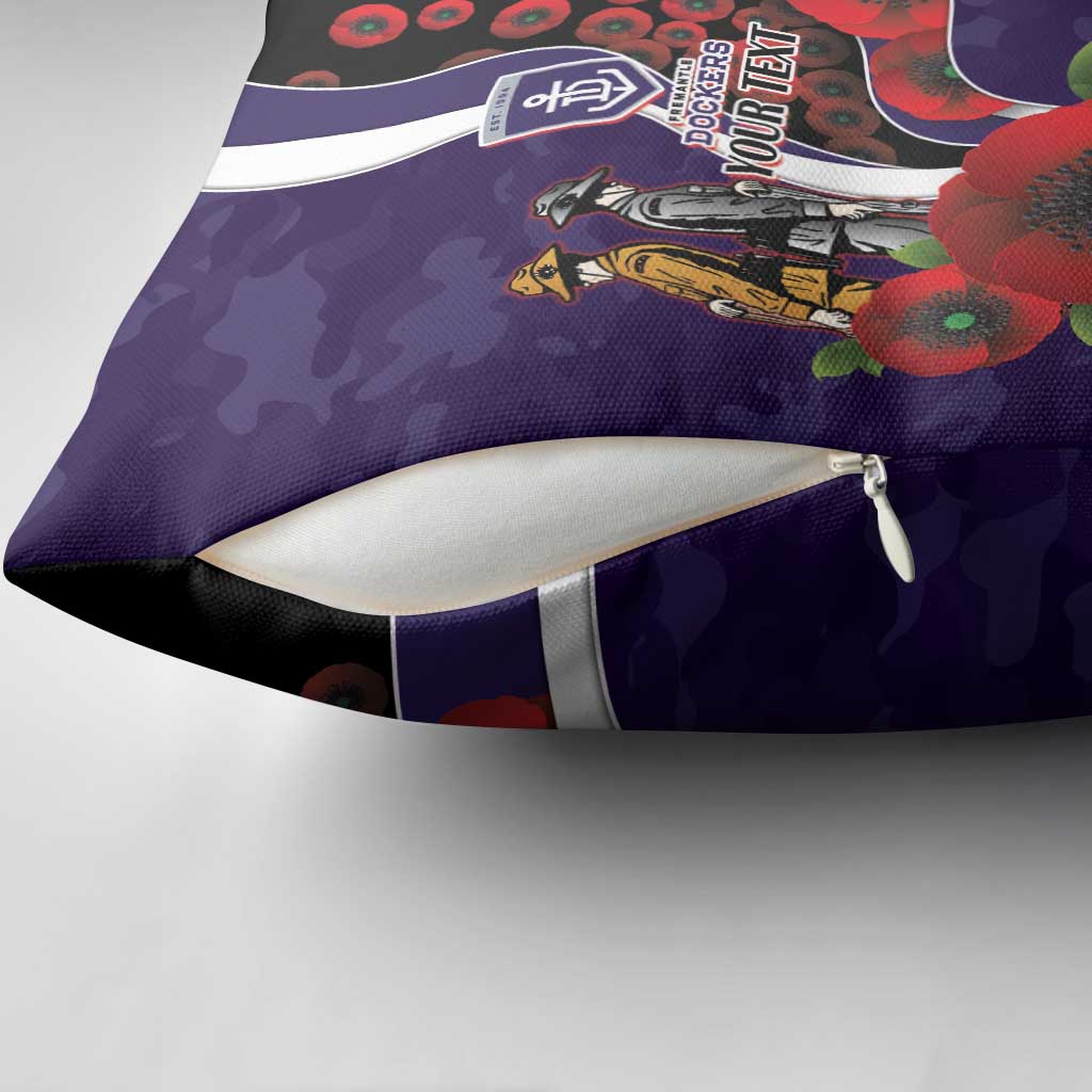 Fremantle Dockers ANZAC Personalised Pillow Cover Lest We Forget Poppy Camo