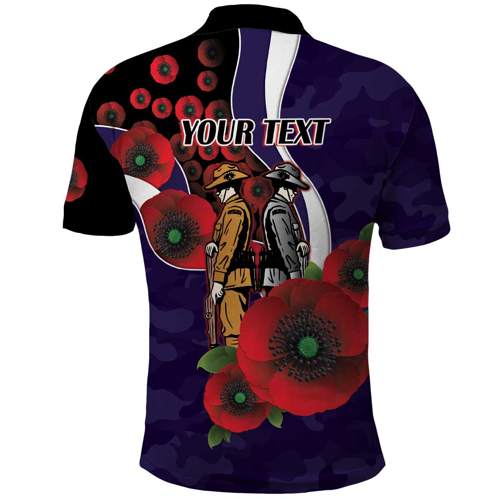 Fremantle Dockers ANZAC Personalised Polo Shirt Lest We Forget Poppy Camo