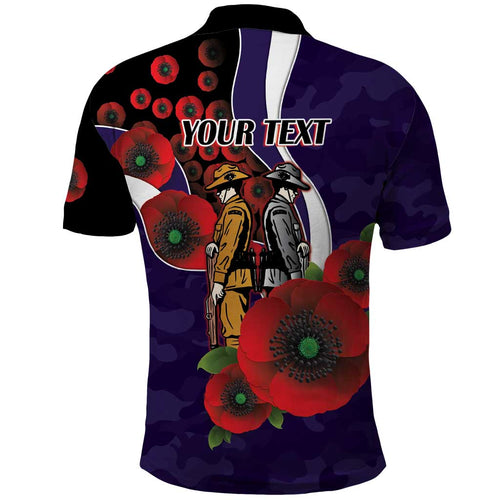 Fremantle Dockers ANZAC Personalised Polo Shirt Lest We Forget Poppy Camo