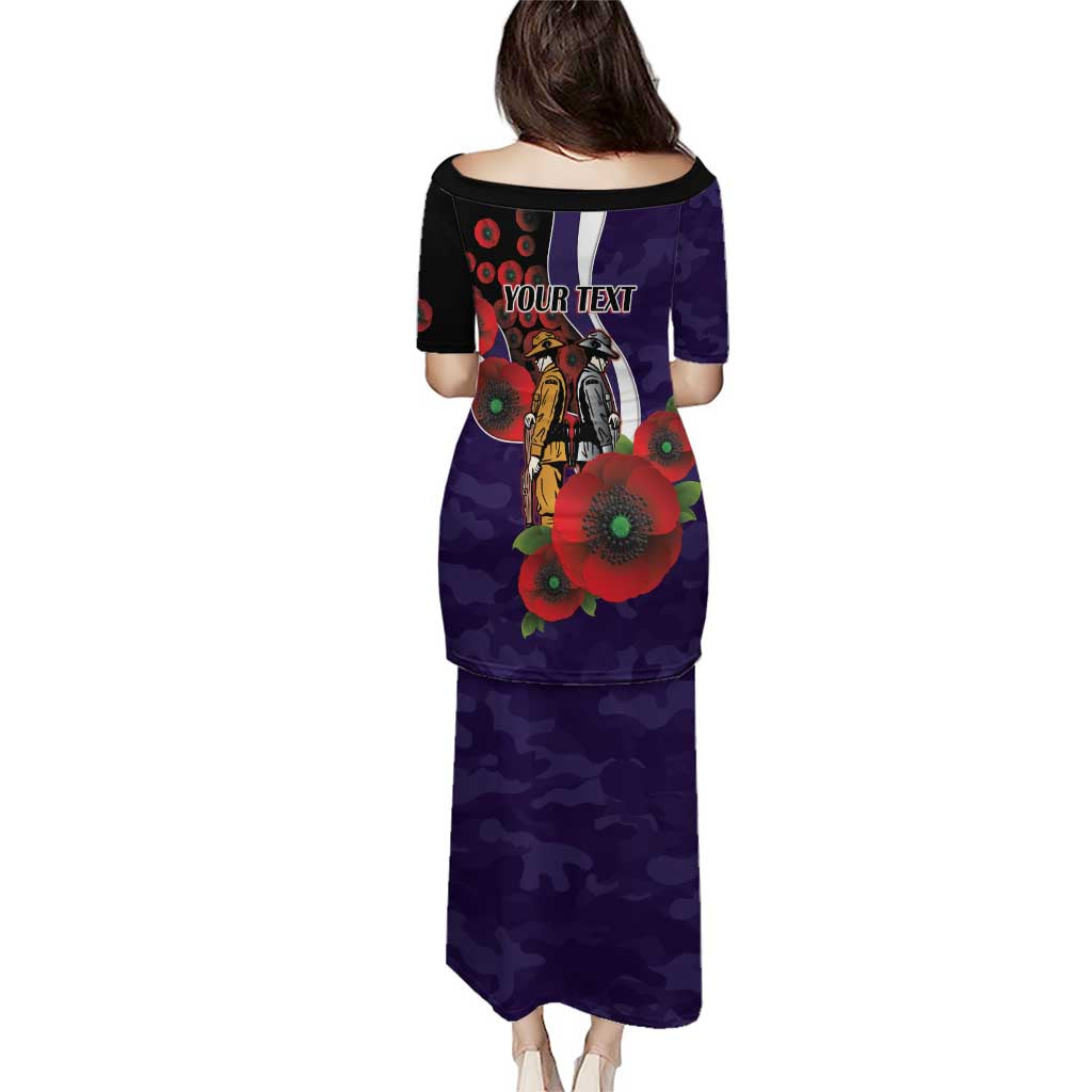 Fremantle Dockers ANZAC Personalised Puletasi Lest We Forget Poppy Camo