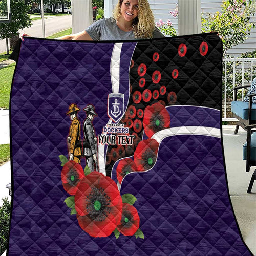 Fremantle Dockers ANZAC Personalised Quilt Lest We Forget Poppy Camo