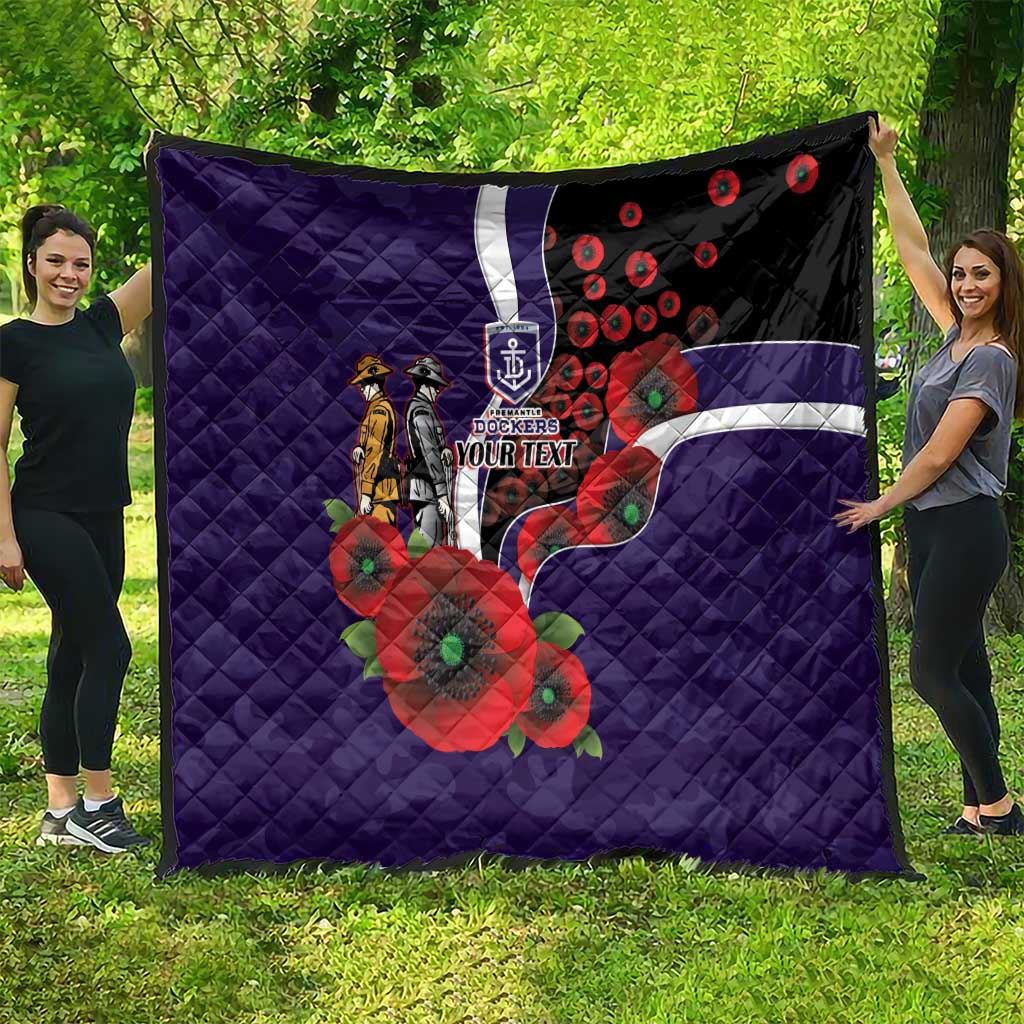 Fremantle Dockers ANZAC Personalised Quilt Lest We Forget Poppy Camo