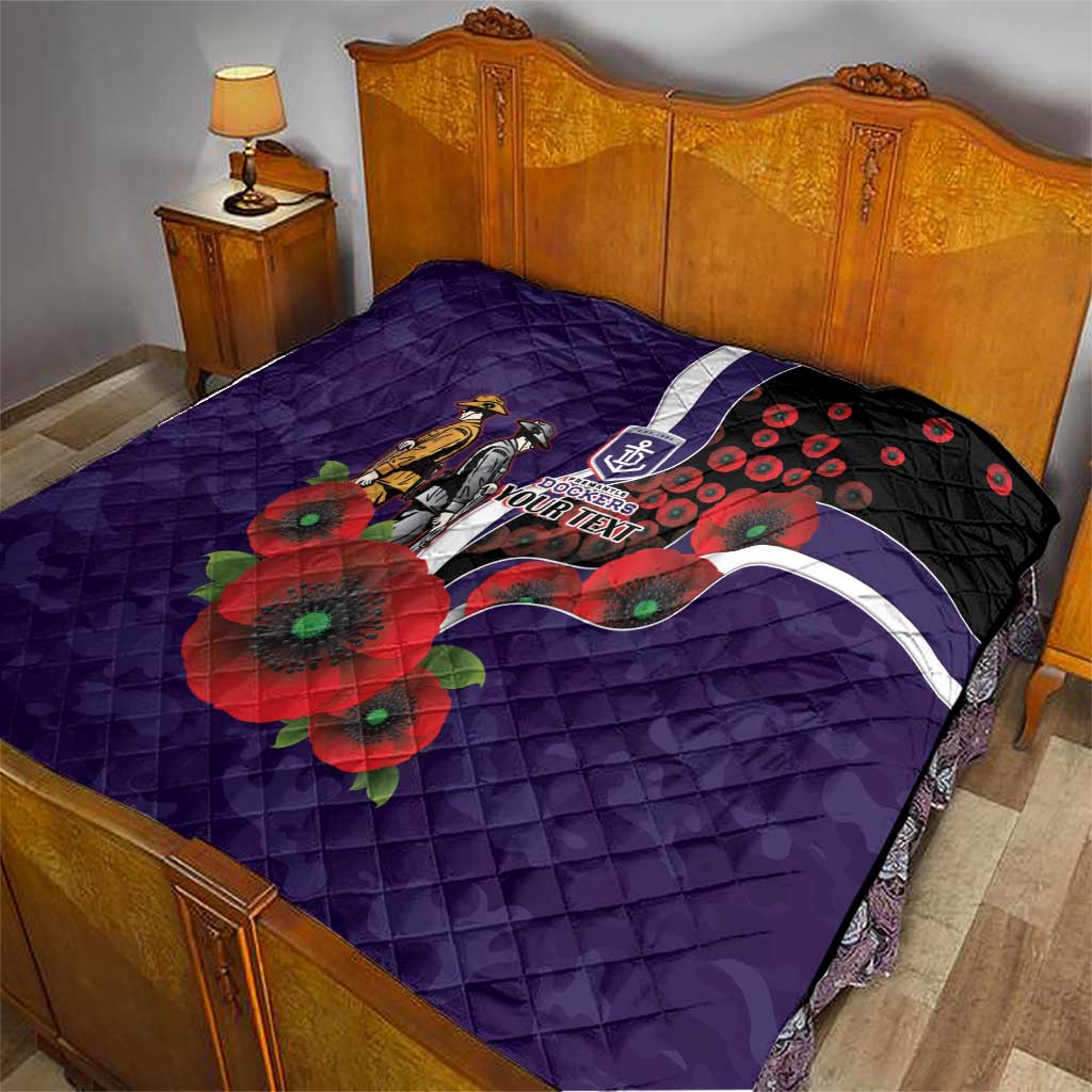 Fremantle Dockers ANZAC Personalised Quilt Lest We Forget Poppy Camo