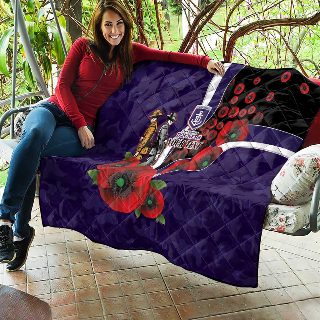 Fremantle Dockers ANZAC Personalised Quilt Lest We Forget Poppy Camo