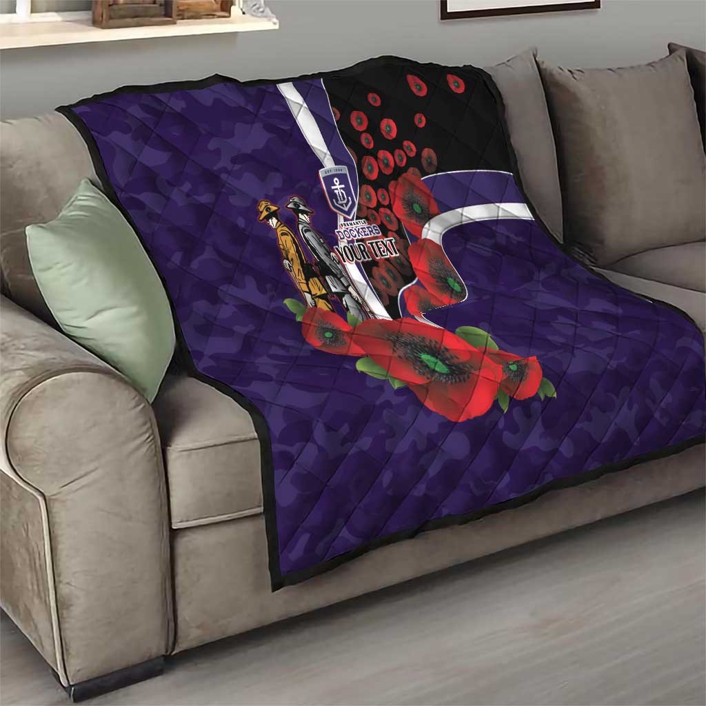 Fremantle Dockers ANZAC Personalised Quilt Lest We Forget Poppy Camo