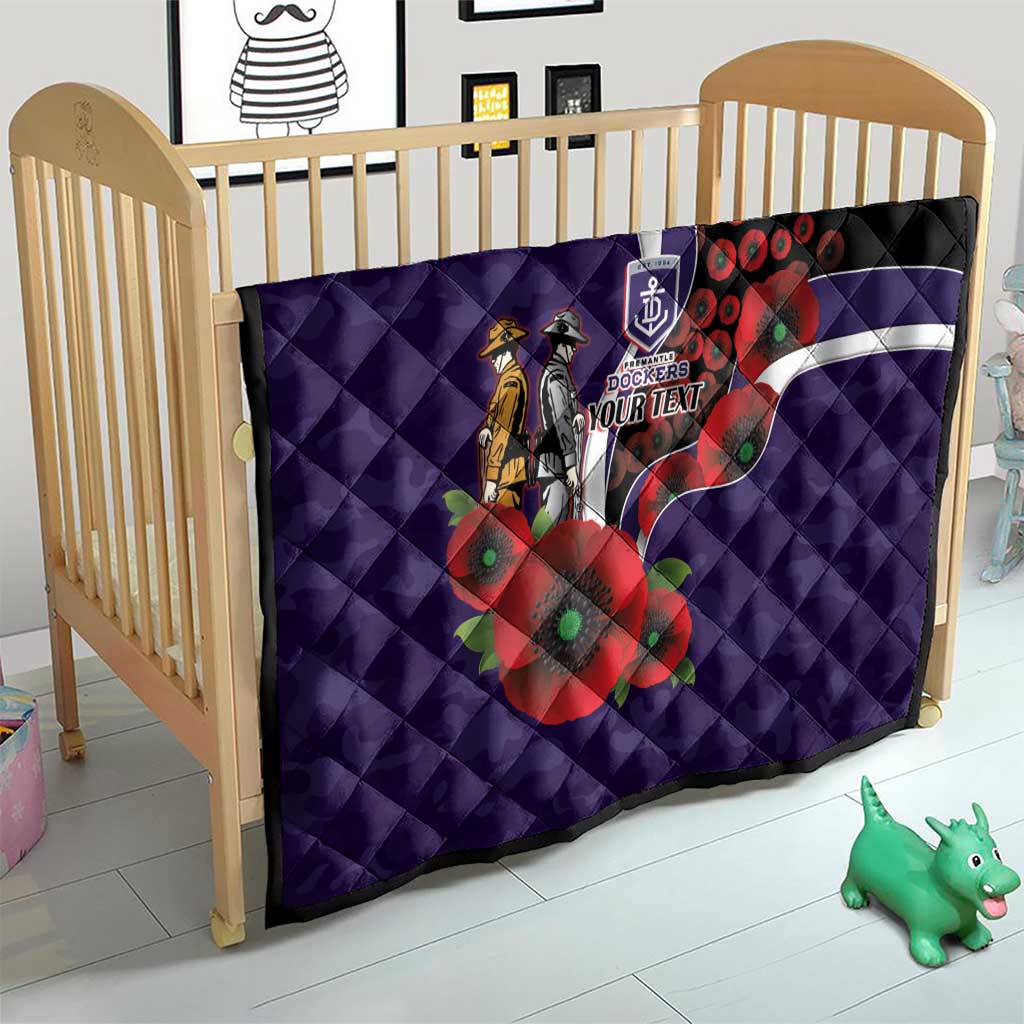 Fremantle Dockers ANZAC Personalised Quilt Lest We Forget Poppy Camo