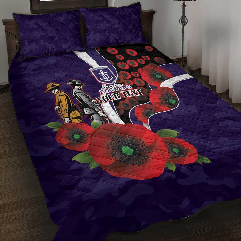 Fremantle Dockers ANZAC Personalised Quilt Bed Set Lest We Forget Poppy Camo
