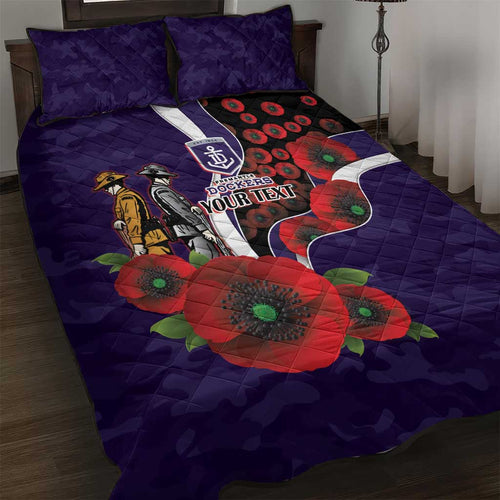 Fremantle Dockers ANZAC Personalised Quilt Bed Set Lest We Forget Poppy Camo