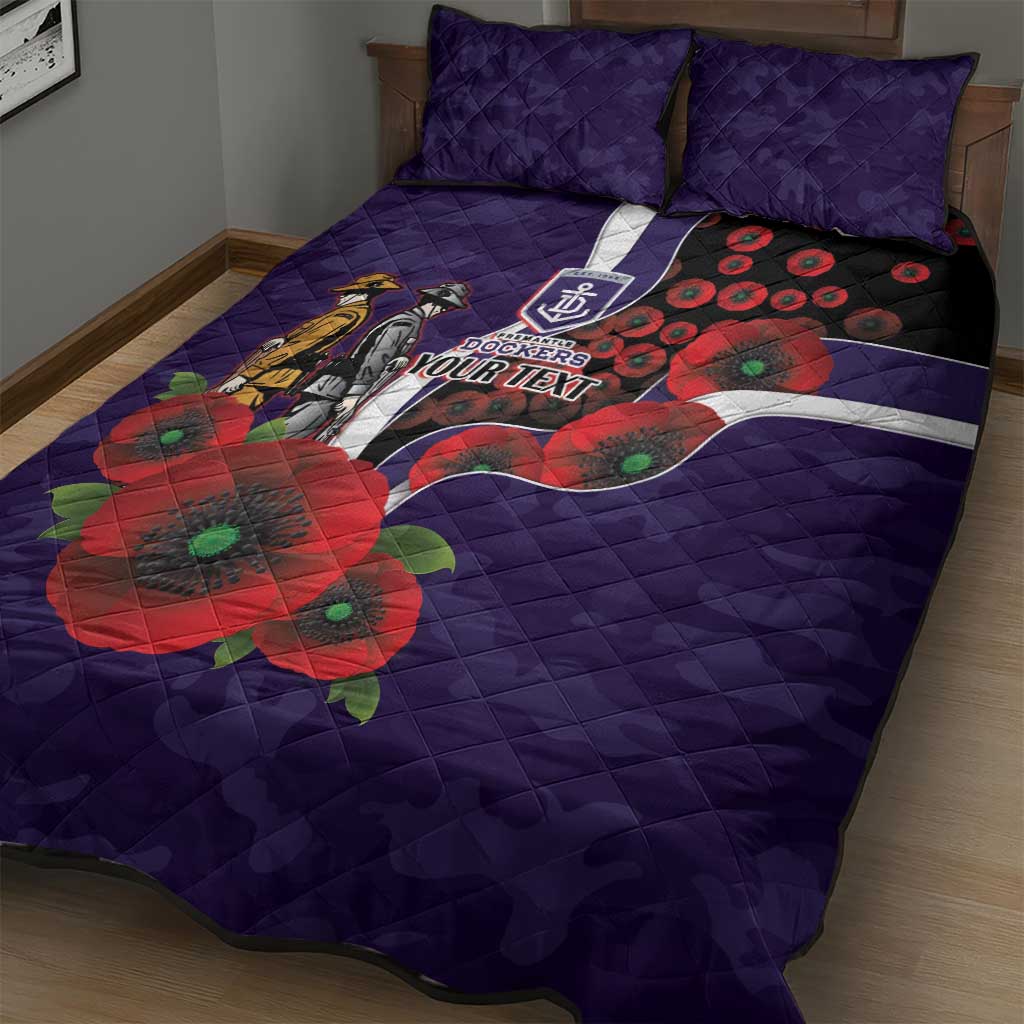 Fremantle Dockers ANZAC Personalised Quilt Bed Set Lest We Forget Poppy Camo