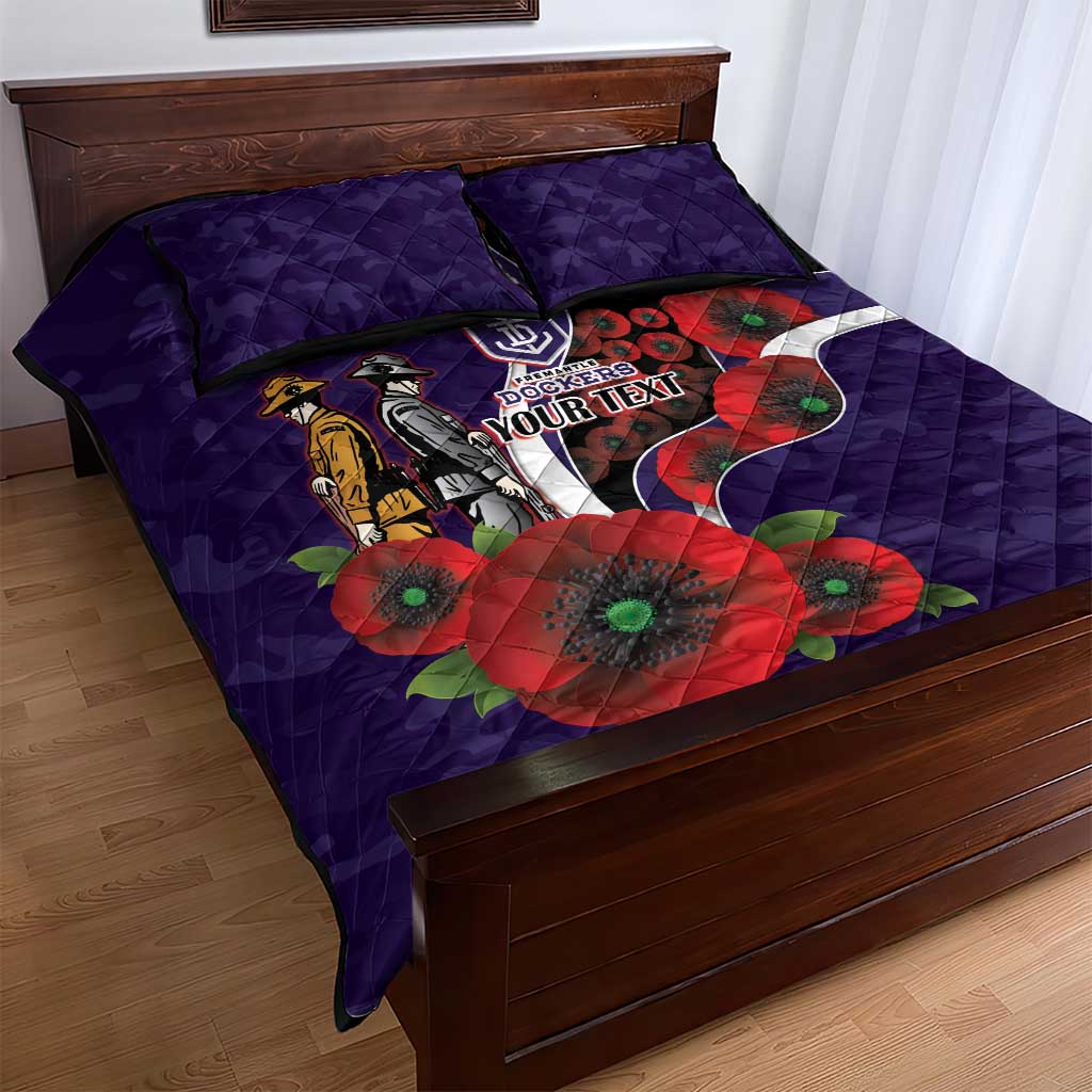 Fremantle Dockers ANZAC Personalised Quilt Bed Set Lest We Forget Poppy Camo