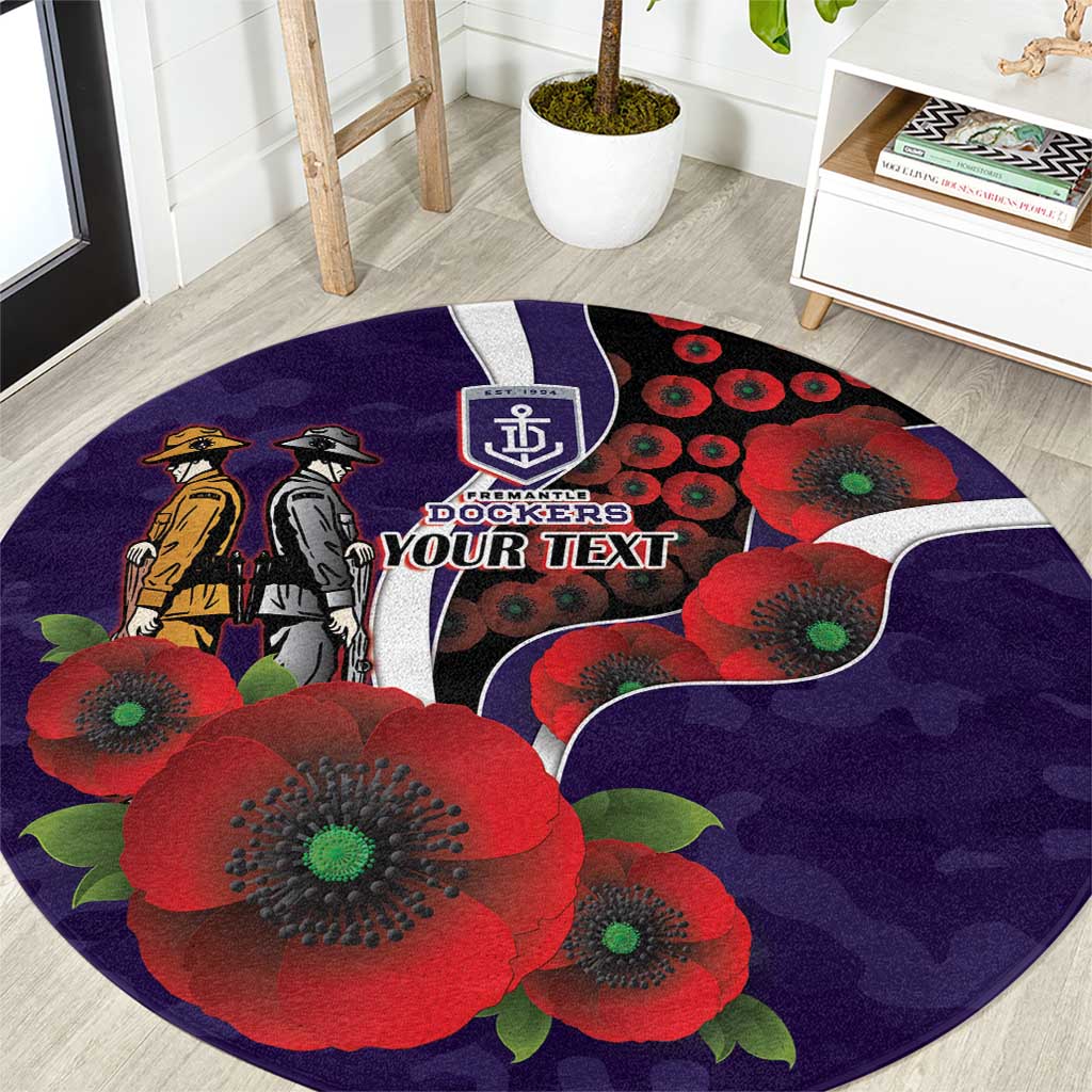 Fremantle Dockers ANZAC Personalised Round Carpet Lest We Forget Poppy Camo