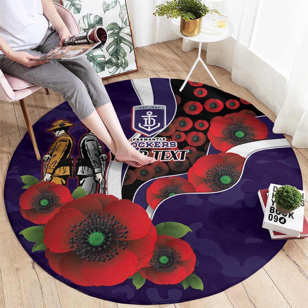Fremantle Dockers ANZAC Personalised Round Carpet Lest We Forget Poppy Camo