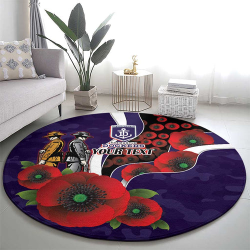 Fremantle Dockers ANZAC Personalised Round Carpet Lest We Forget Poppy Camo