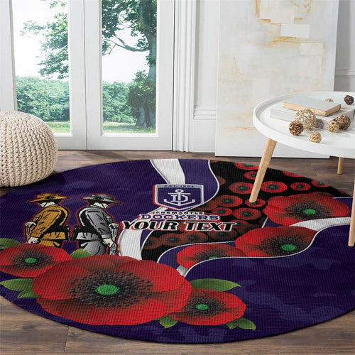 Fremantle Dockers ANZAC Personalised Round Carpet Lest We Forget Poppy Camo
