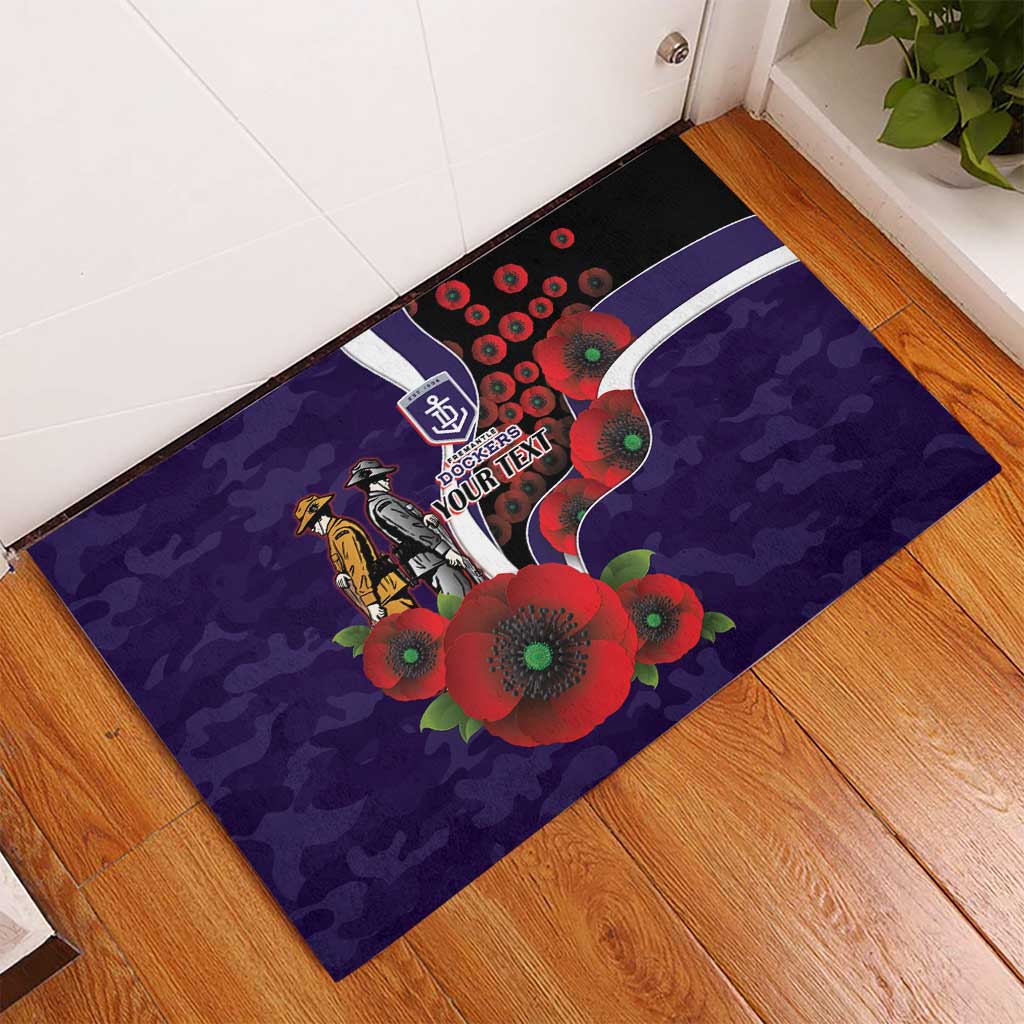 Fremantle Dockers ANZAC Personalised Rubber Doormat Lest We Forget Poppy Camo