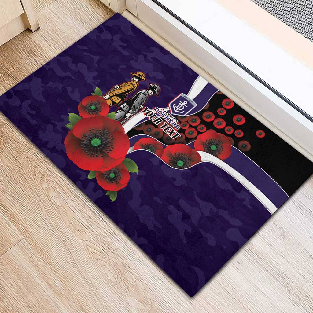 Fremantle Dockers ANZAC Personalised Rubber Doormat Lest We Forget Poppy Camo