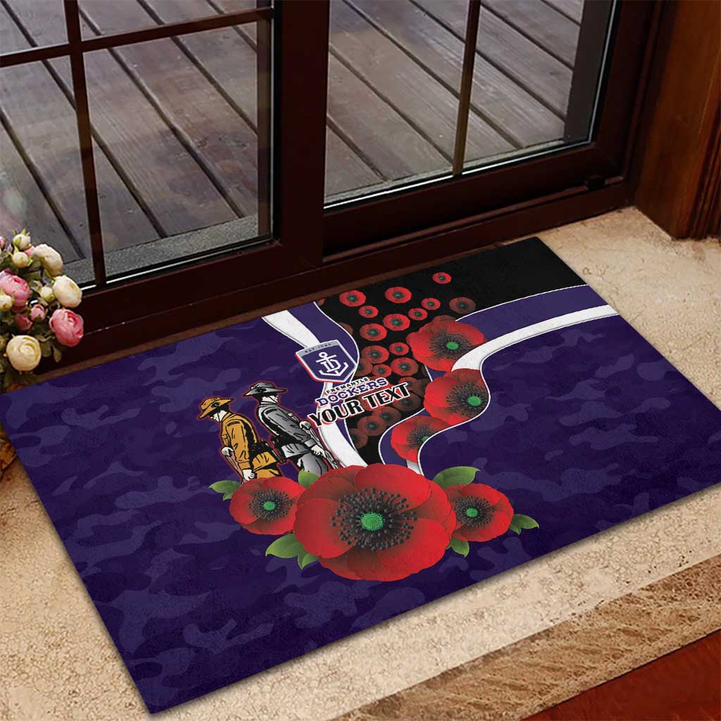 Fremantle Dockers ANZAC Personalised Rubber Doormat Lest We Forget Poppy Camo