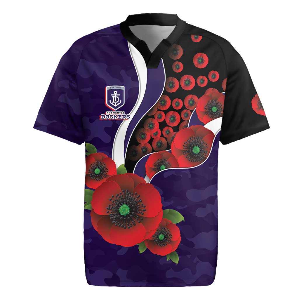 Fremantle Dockers ANZAC Personalised Rugby Jersey Lest We Forget Poppy Camo