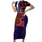 Fremantle Dockers ANZAC Personalised Short Sleeve Bodycon Dress Lest We Forget Poppy Camo