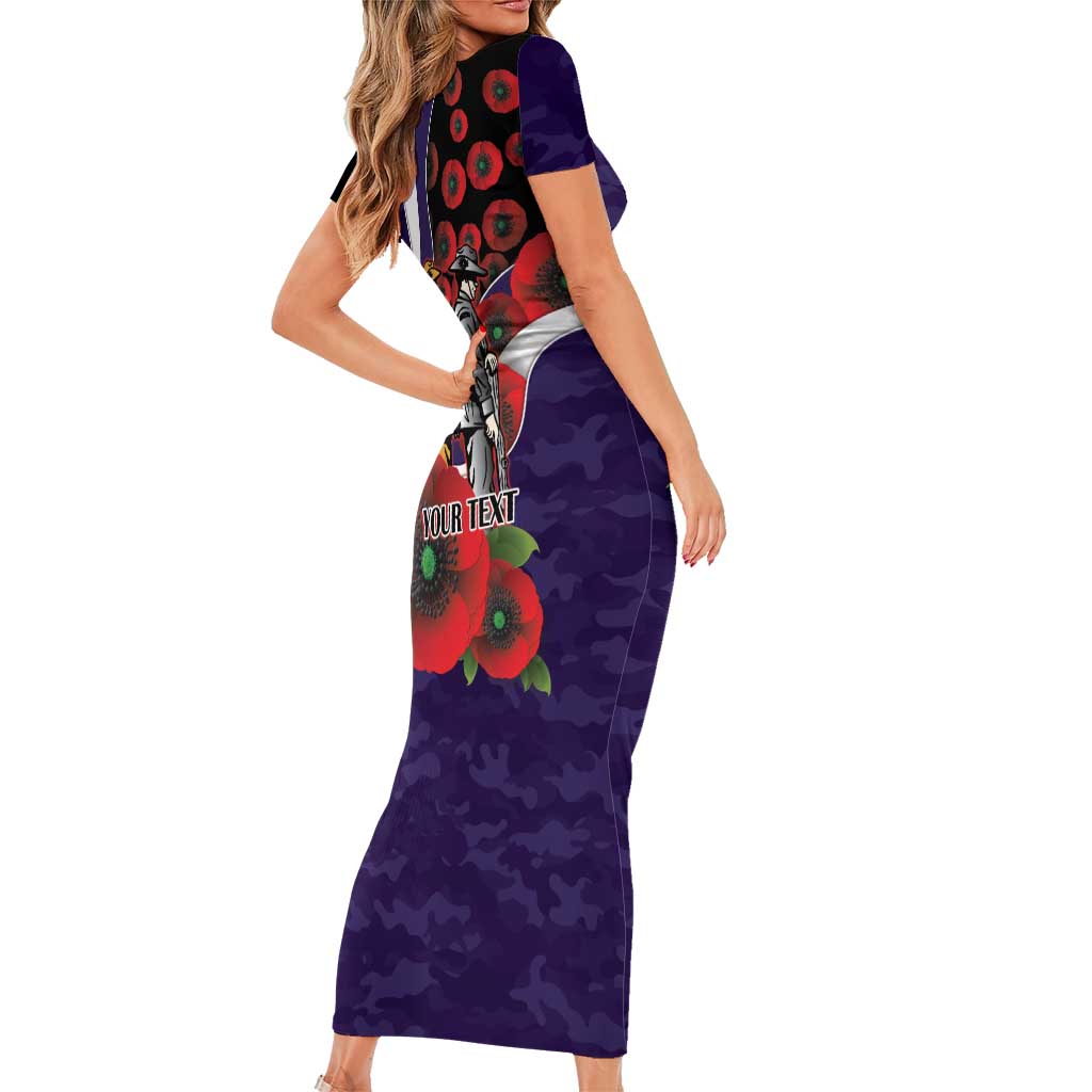 Fremantle Dockers ANZAC Personalised Short Sleeve Bodycon Dress Lest We Forget Poppy Camo