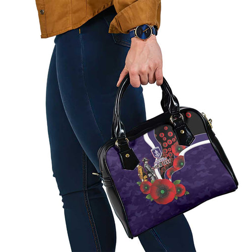 Fremantle Dockers ANZAC Personalised Shoulder Handbag Lest We Forget Poppy Camo