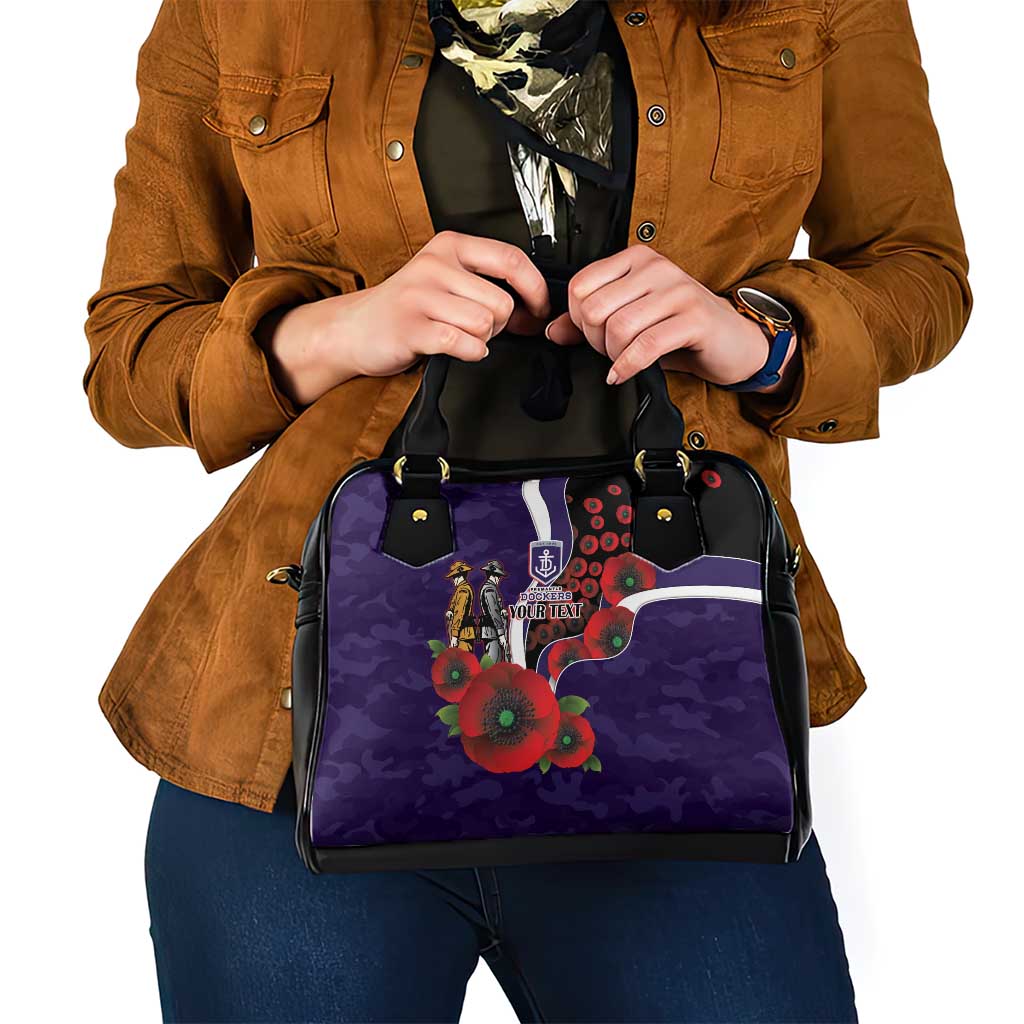 Fremantle Dockers ANZAC Personalised Shoulder Handbag Lest We Forget Poppy Camo