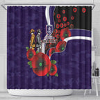 Fremantle Dockers ANZAC Personalised Shower Curtain Lest We Forget Poppy Camo